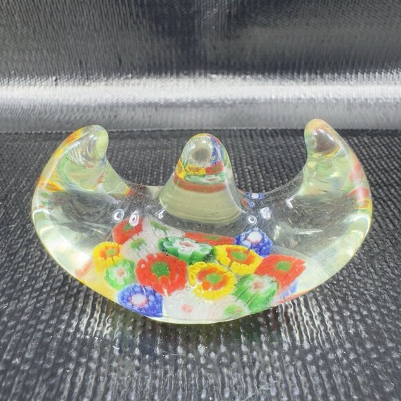 Vintage Chinese Art Glass Holder Brush Pen Holder Millefiori Glass Figurine VTG - Picture 8 of 9
